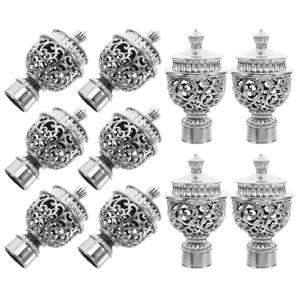 12 Pcs Drapery Rail End Caps Plastic Curtain Rod Ends Black Replacement ...
