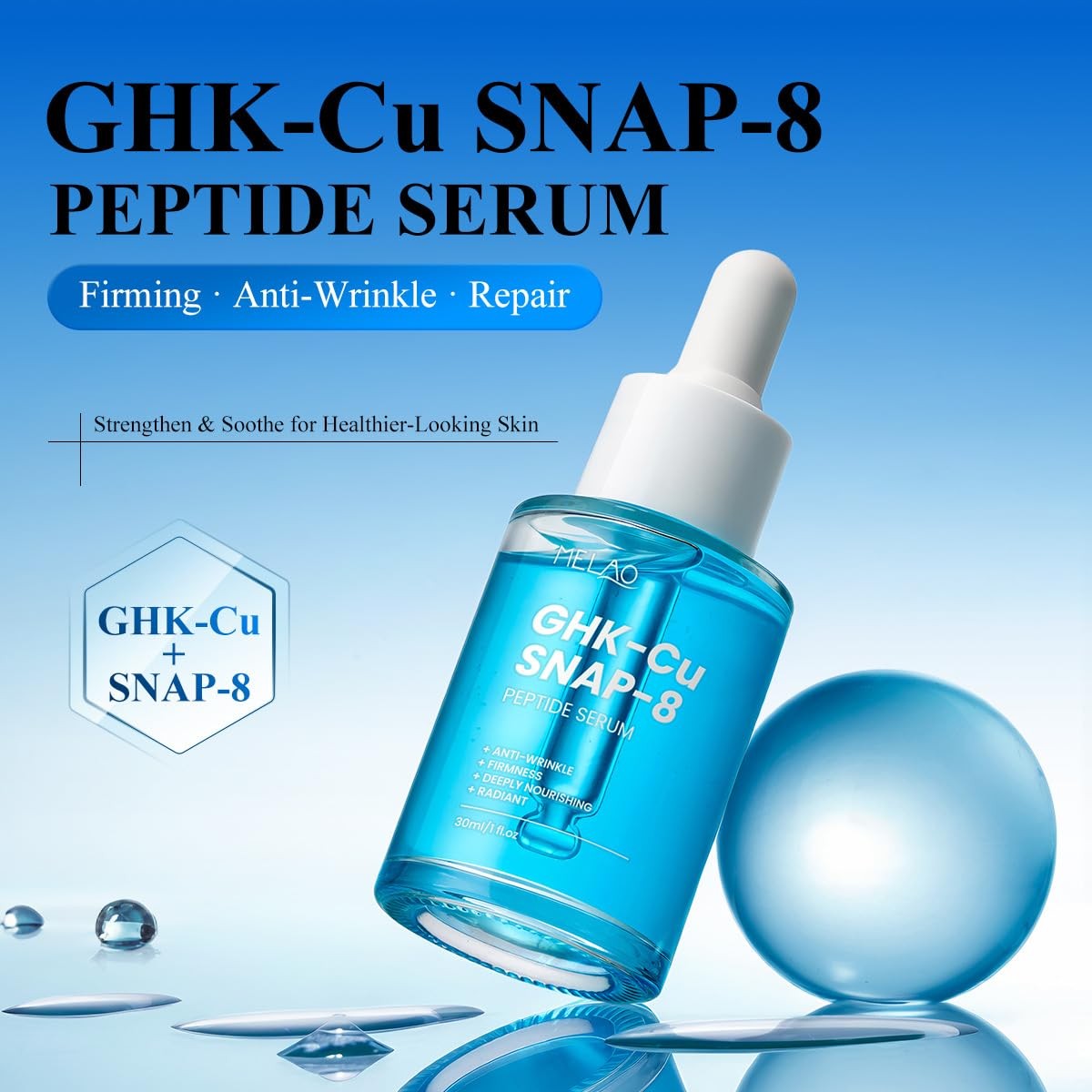 GHK-Cu SNAP-8 Peptide Serum, Anti-Aging Face Serum with Copper Peptide and  Hy