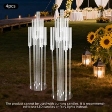 4pcs Acrylic Candelabra Centerpieces 5-Arm Clear Candle Holder For LED Candle