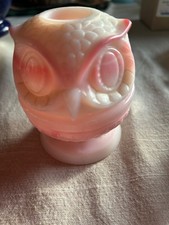 Vintage Fenton Rosalene 2 Piece Pink Owl Fairy Lamp. Approximately 3 X 3-3/4 T