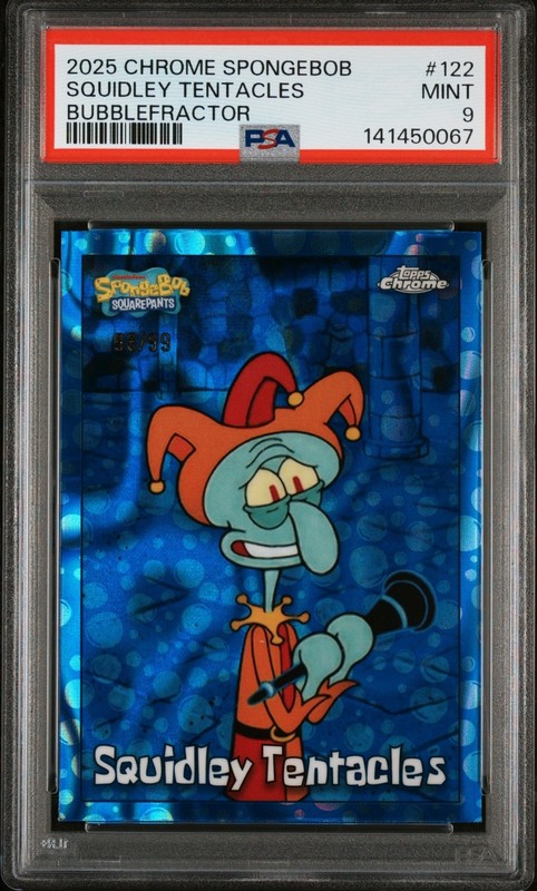 2025 Topps SpongeBob SquarePants Squidley Tentacles BubbleFractor /99 PSA 9