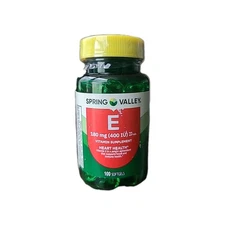 Spring Valley Vitamin E Heart Health Softgels,180 mg 100ct Exp 03/2028