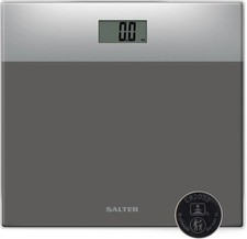 Image of Salter 9206 Digital Bathroom Scale Glass LCD Display 180kg/400lbs Silver Grey