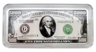 Kundan 999 Fine Silver Currency 50 Gram Bullion Bar $5000 Dollar Bill Image