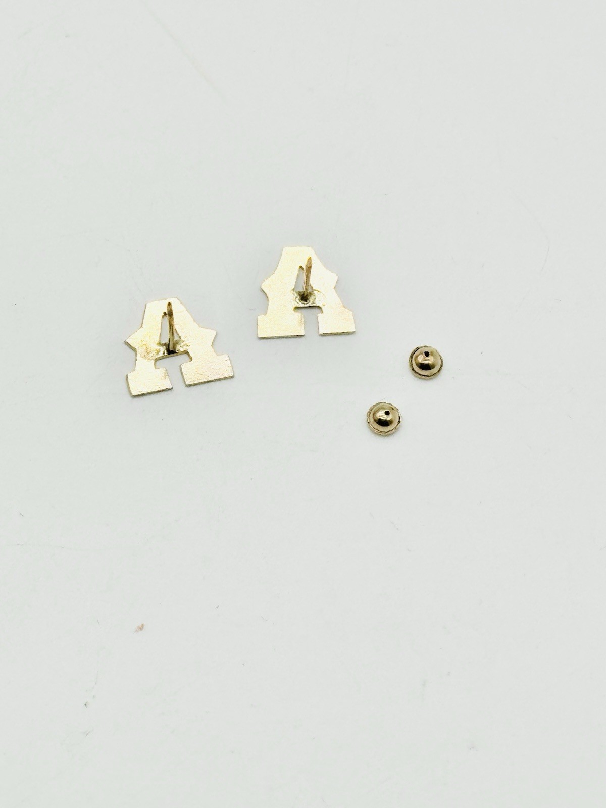 14K Solid Yellow Gold Letter A Initial Stud Stamp… - image 5