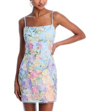 Aqua L109705 Womens Pink Purple Embroidered Flower Mini Dress Size M