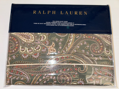 RALPH LAUREN Heritage Collection 1PC Sage Green Paisley FULL/QUEEN Duvet Cover
