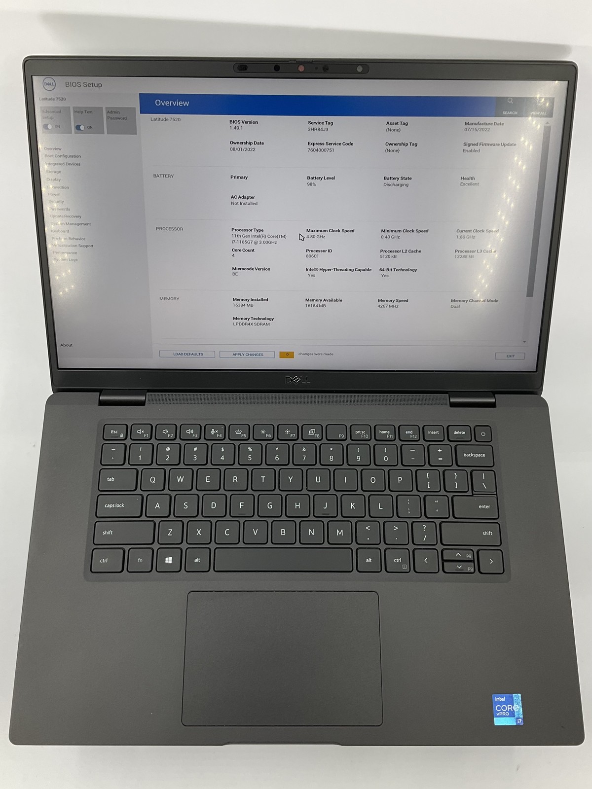 dell latitude 7520, 15.6-Inch Laptop, with i7-1185g, 512GB nvme