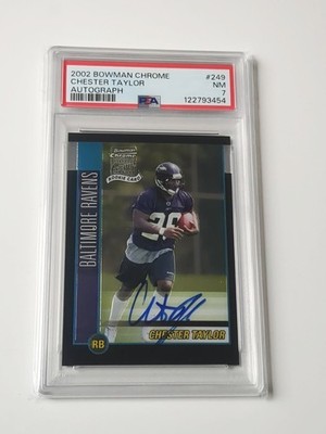 Bowman Chrome 2002 Chester Taylor Baltimore Ravens Rookie RC Auto NFL PSA 7