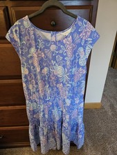 NWT LILLY PULITZER Danville Dress Sunwashed Blue Citrus Crush Engineered Size XL
