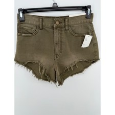 BDG Urban Outfitters Cheeky Shorts Womens 27 Olive Green Frayed Denim NWT