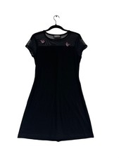 City Triangles Black Mesh Cap Sleeve Butterfly Embroidered A-Line Dress M #145C