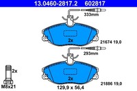 Ate Bremsbelagsatz Scheibenbremse 13.0460-2817.2 FüR Peugeot N2 Xsara 306 N0 N1