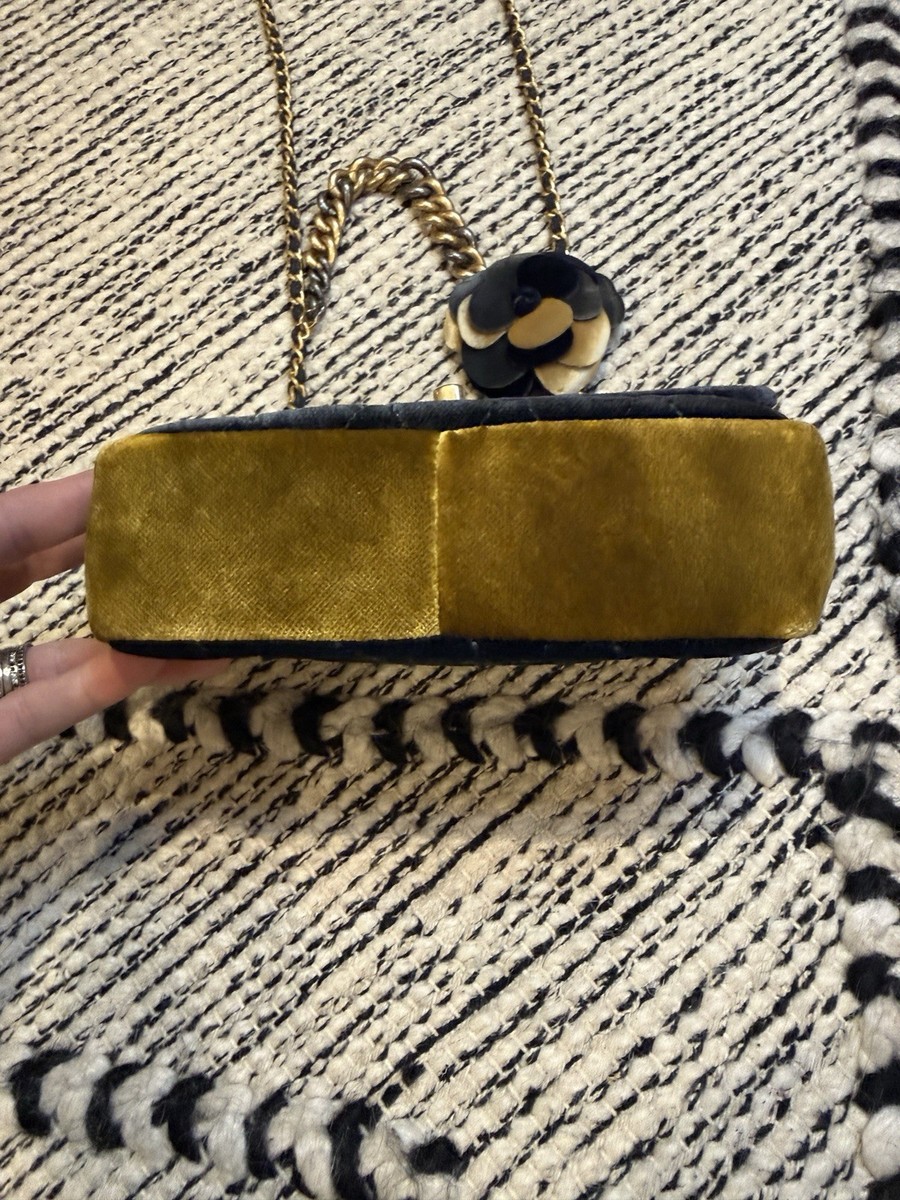 Chanel Camellia Matelasse Coco Mark Chain Shoulder Bag Pouch Navy