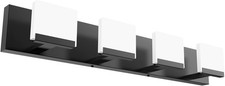 Sleek 4-Light Matte Black LED Bathroom Vanity Light with Acrylic Design
