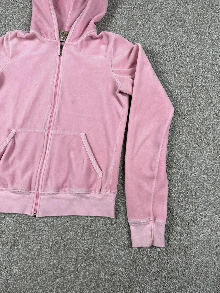 Vintage Juicy Couture Track Jacket Women Medium Pink Terry Cloth Hoodie Y2K - Image 4 of 4