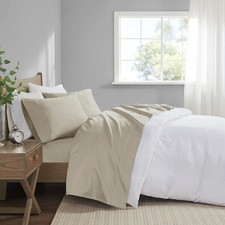 Madison Park 600 Thread Pima Cotton Bed Sheets, Luxurious Line Accent Design, Qu