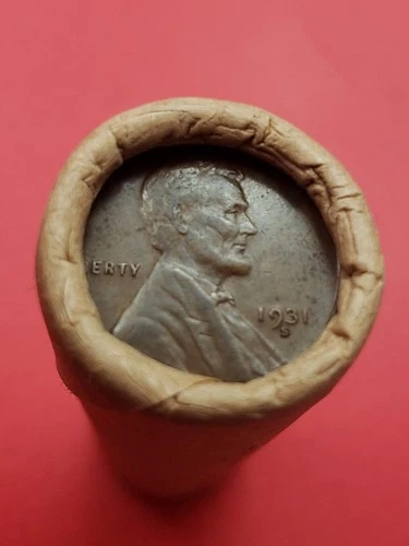 AU 1931-S LINCOLN WHEAT CENT 1924S LINCOLN WHEAT PENNY COIN ROLL ENDS BANKROLLED