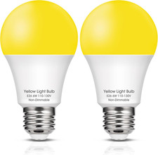 Bug Light Bulbs Outdoor Amber Yellow A19 LED 6W 40W Eq Non Attracting 2 Pack