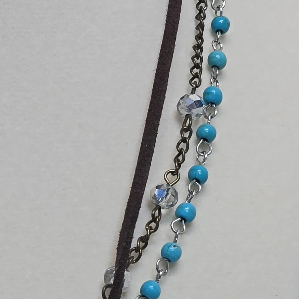 Collar estampado cobre saqueo "Bendice tu corazón" azul cuentas inspirador Foto 4 de 4