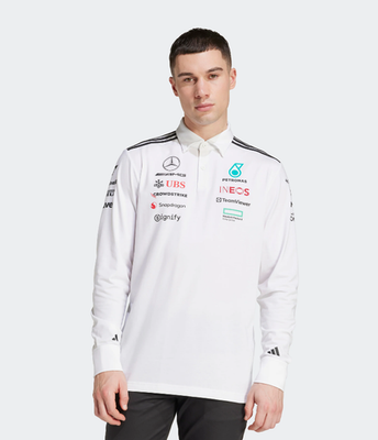 Adidas Long Sleeve F1 Team Kit Shirt White 2025 Mercedes AMG
