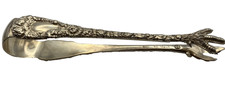 Gorgeous antique Sterling Silver claw talon floral Sugar 4.5''  Ice tongs 30  gm