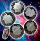LOT OF 5 - 1 Oz .999 Fine Silver Morgan Dollar Style Round SMI Trade Unit BU WIN