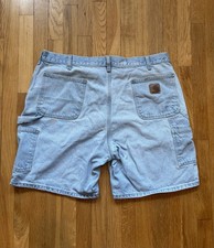 Vintage Y2K Carhartt Carpenter Denim Shorts Light Wash Distressed Size 42