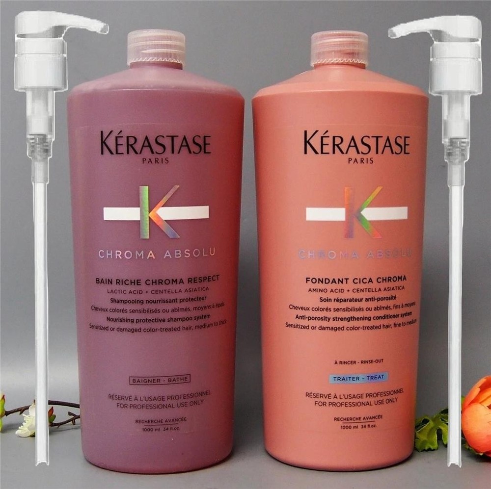 Kerastase Chroma Absolu Bain Riche Chroma Respect & Fondant Cica Chroma 34oz