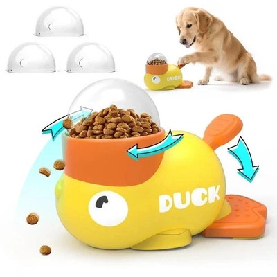 Dog Puzzle Feeder Interactive Cat Food Treat Dispenser Cartoon Duck Press Pet-US