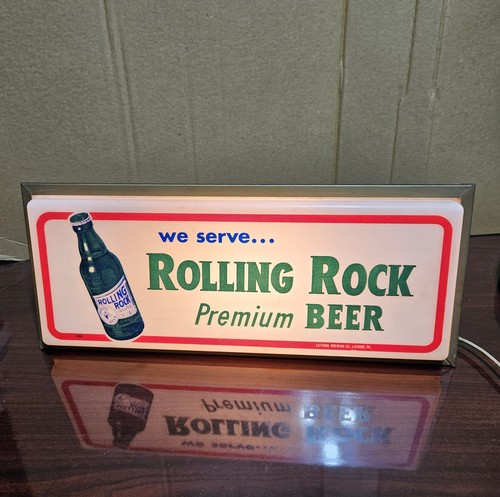 Vintage Latrobe Brewing Co Rolling Rock Premium Lighted Beer Sign Metal