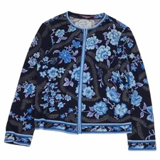Leonard FASHION Jacket Floral Pattern Wool Silk Jersey Top Women's L Used MOLO-0