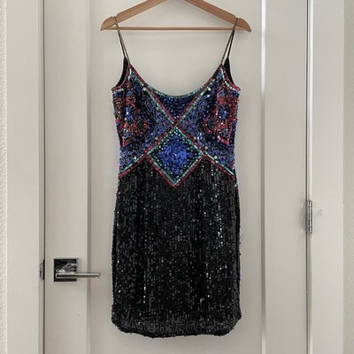 Vintage Oleg Cassini BlackTie Beaded Sequined Mini Sexy Dress