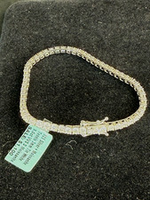 Sterling Silver Moissanite 3mm Tennis Bracelet 9 Carat - 7" New 