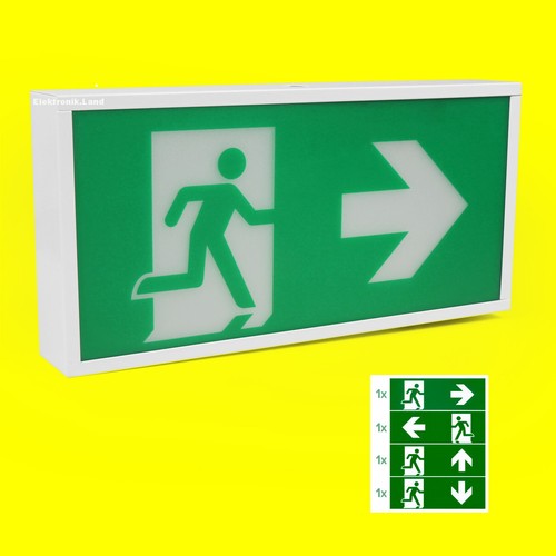 LED-Fluchtwegleuchte Notausgang, Wandmontage IP20 +Not-Akku +4 Schilder, FL-919 - Bild 1 von 5