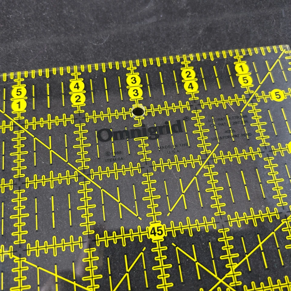 1988 OMNIGRID ITEM 6A MADE IN THE USA 6"x6" SQUARE QUILT RULER - YELLOW LINES - Image 2 of 4