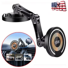 Magnetic Car Mount Charger for MagSafe, 15W Wireless Fast Charger Phone Holde US
