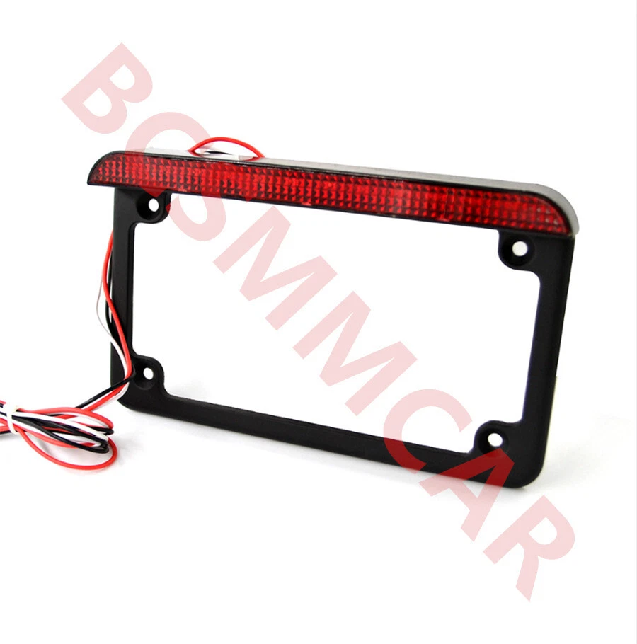 Soporte de marco de motocicleta negro LED luz de freno trasero soporte de placa de lámpara de licencia Foto 4 de 4