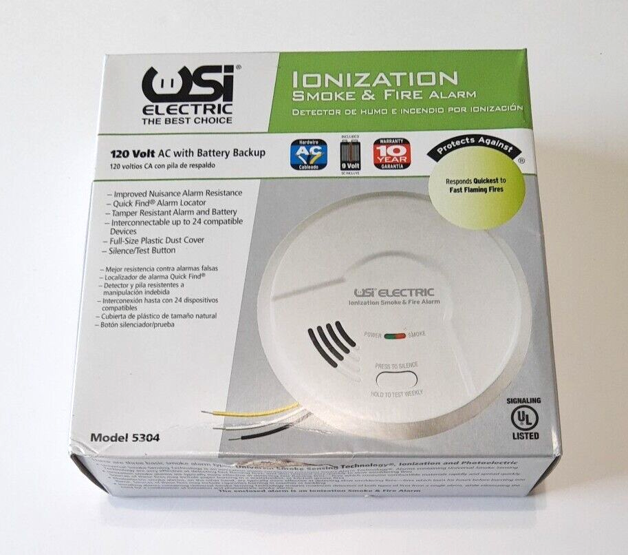 USI Universal Security Instruments Hardwired Battery Ionization Smoke