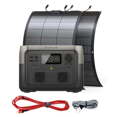 EcoFlow River 2 Max + 2x 100W Solarpanel flexibel (0% MwSt nach §12 Abs. 3 UStG)