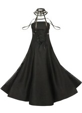 Angelaicos Women Killer Gothic Halter Black Dress,Anime Cosplay Outfit Halloween