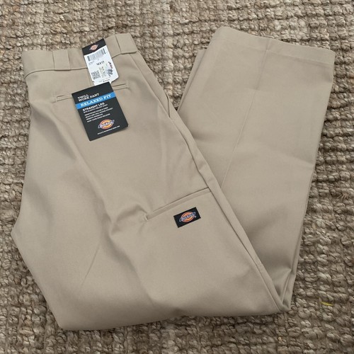 DICKIES Twill Work Pant Mens Relaxed Fit Straight Leg Double Knee Sz