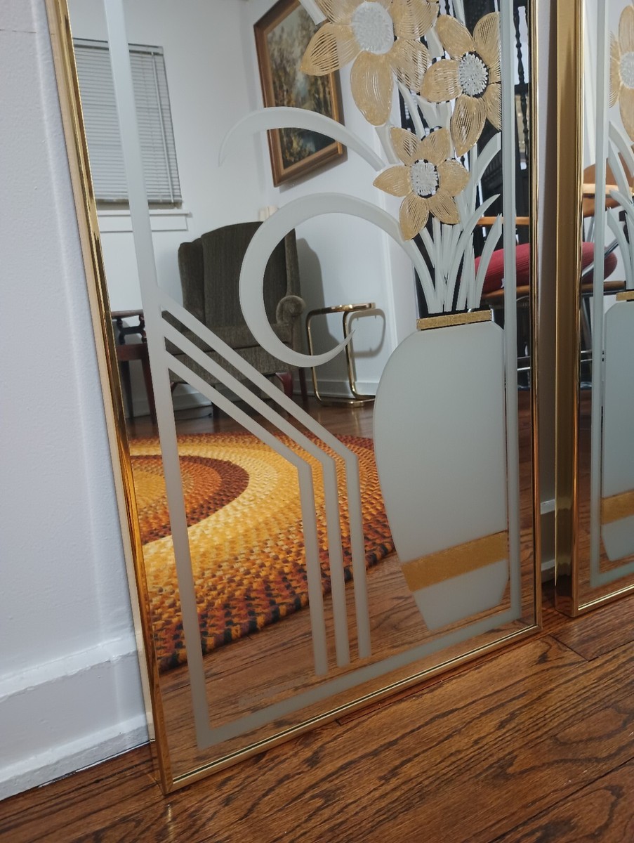 Windsor Art & Mirror Company 壁掛け ミラー ③ 2PC VTG Windsor Art Products Rectangle Wall Mirror Blossoms