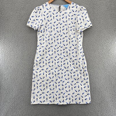 draper james denim shift dress Draper James Blue Denim Shift Dress Ruffle Button 3/4 Sleeve Size 2