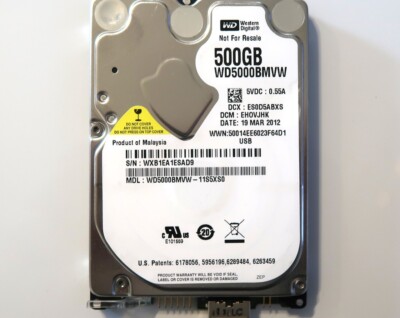 Western Digital WD5000BMVW-11S5XS0 EH0VJHK (WXB1) Malaysia 500gb USB 19MAR2012