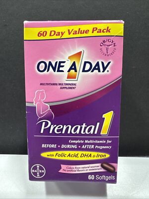 One A Day Prenatal 1 Complete Multivitamin 60ct Softgels *Exp.01/2025+