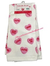 Kitchen Towels 2 Towel Set Pink Hearts Candy Valentines Decor New 16x26  