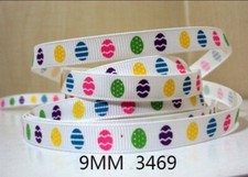  3/8 INCH 9mm GROSGRAIN RIBBON Hair Bow Supplies Wholesale Easter Eggs 1003469