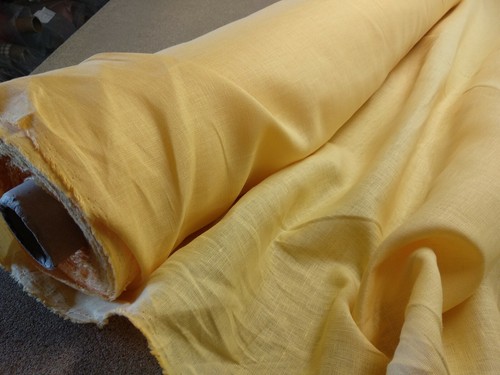 100% linen fabric - yellow - french belgium flax dense medium - for clothing - Picture 5 of 7
