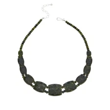 Jay King Dark Green Nephrite Jade Freeform Beaded 18" Necklace